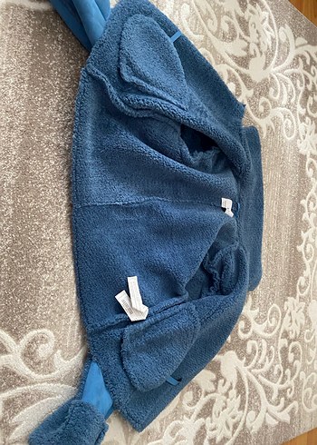 Kadın Mavi Süet Kürklü Kısa Ceket - Görsel 2