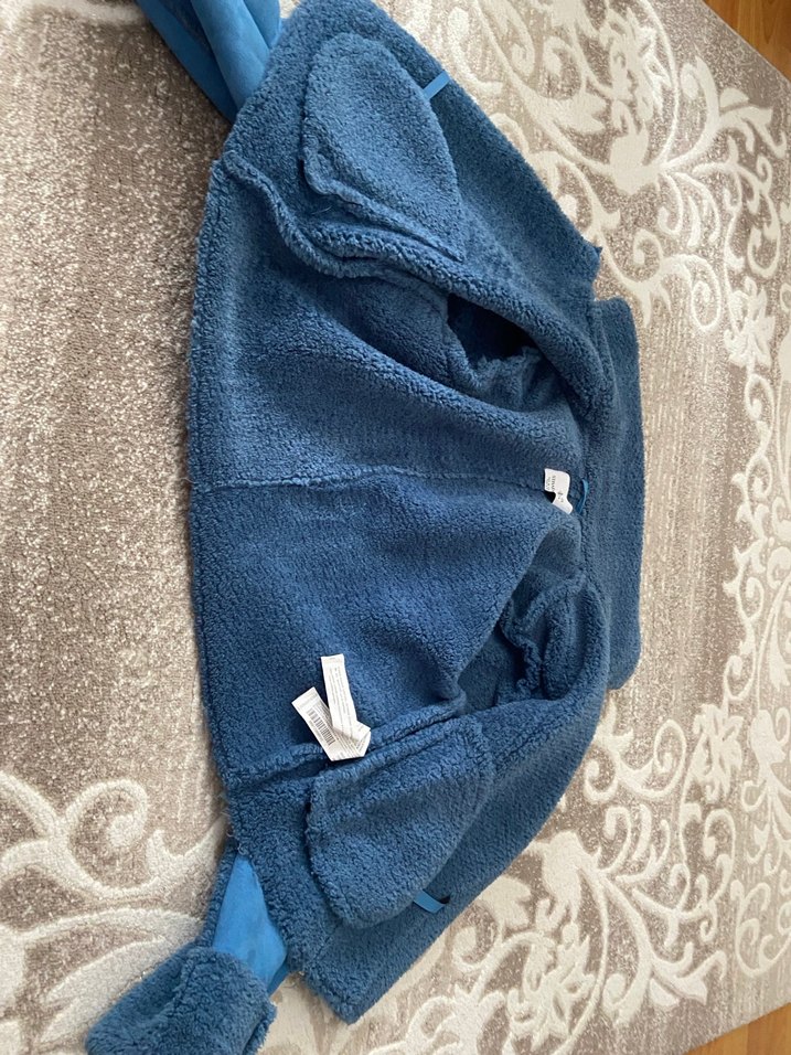 Kadın Mavi Süet Kürklü Kısa Ceket - Görsel 2