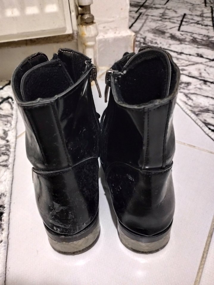 Siyah Deri Gotik Stiletto Bot - Görsel 5