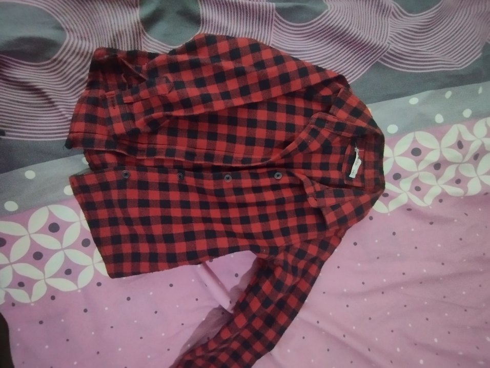 Kadın Kırmızı Ekose Düğmeli Gömlek - Görsel 2