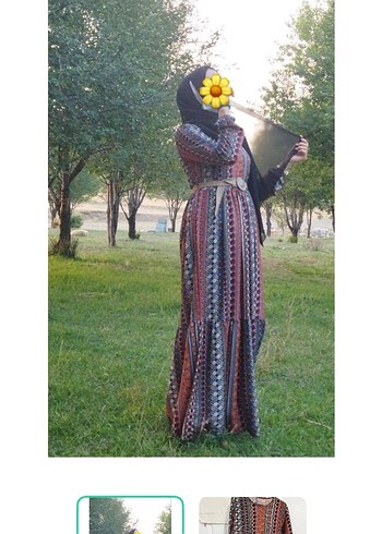 Diğer Bohem Desenli Uzun Tesettur Elbise