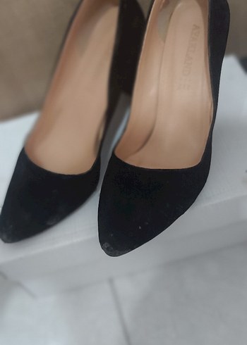 38 Beden Kadın süet Siyah Kalın Topuklu Stiletto