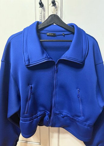 Mavi Fermuarlı Kadın hırka-ceket - Görsel 2