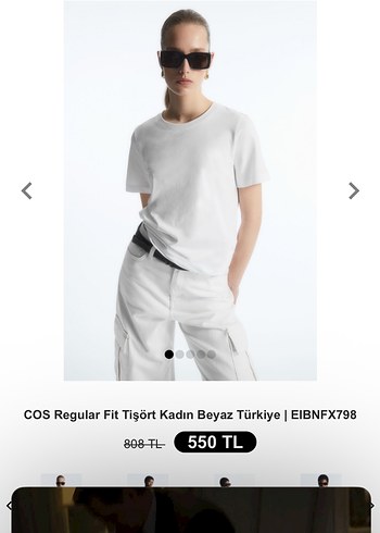 COS Beyaz Regular Fit Kadın Tişört