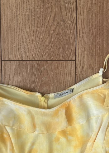 xxl Beden Viral Butter yellow Bağlama Desenli Uzun Bohem Elbise