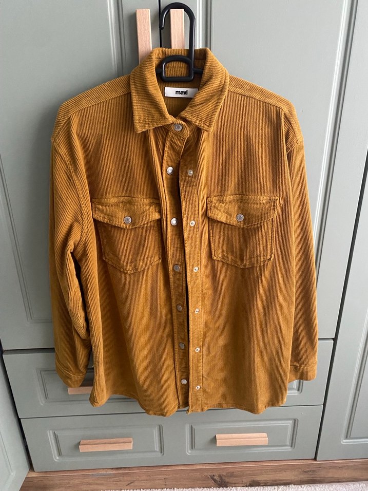 Midi Boy, Salaş Kadın Kadife Ceket Gömlek - Görsel 2