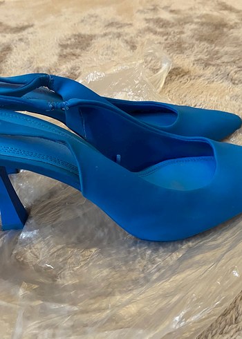 Mavi Süet Stiletto Topuklu Kadın Ayakkabı - Görsel 3