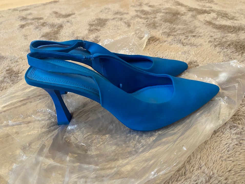 Mavi Süet Stiletto Topuklu Kadın Ayakkabı - Görsel 3