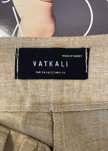 Bej Keten Salaş Midi Kadın Pantolon - Görsel 4