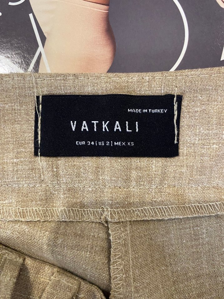 Bej Keten Salaş Midi Kadın Pantolon - Görsel 4