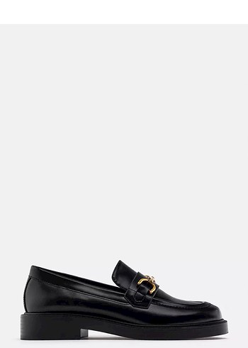 Siyah Klasik Kadın Tokalı Loafer