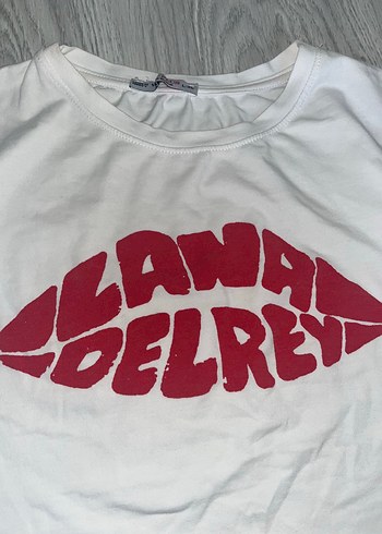 l Beden beyaz Renk Lana Del Rey Baskılı Kadın Crop