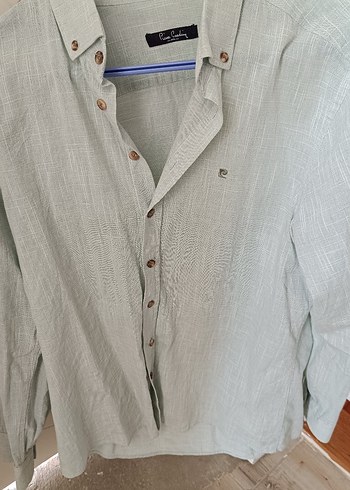 Pierre Cardin Şu yeşili Keten Erkek Uzun Kollu Gömlek