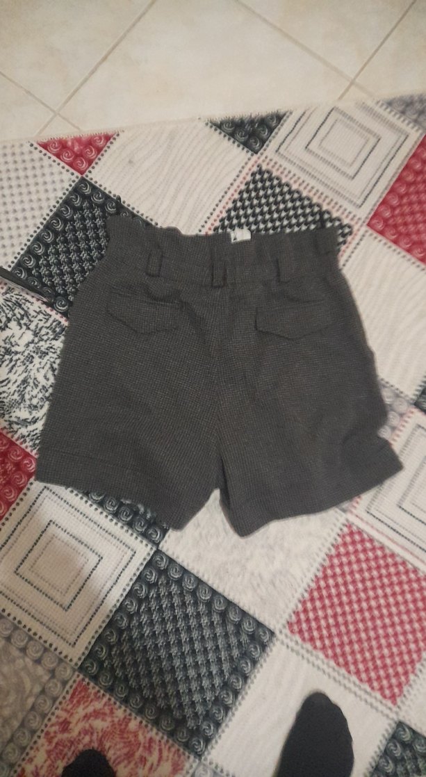 Gri Düğmeli Mini Şort - Görsel 2