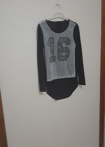 Kız Çocuk Gri Uzun Kollu Baskılı Triko Tişört - Görsel 3