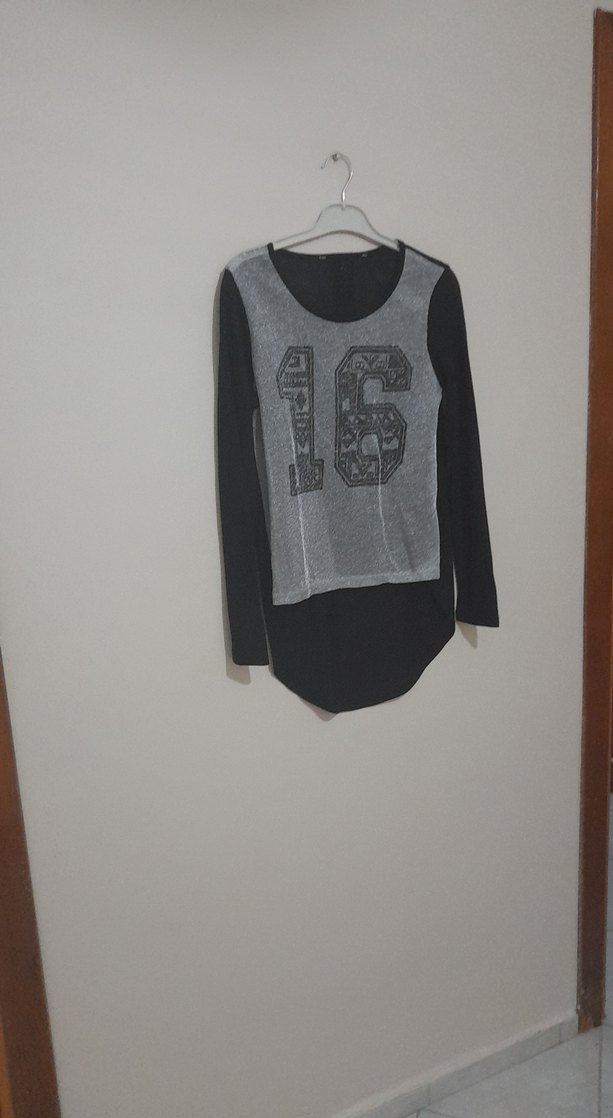 Kız Çocuk Gri Uzun Kollu Baskılı Triko Tişört - Görsel 3