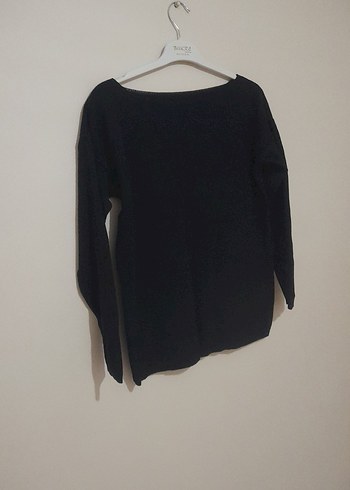 Siyah Rahat Kesim Kadın Sweatshirt - Görsel 4