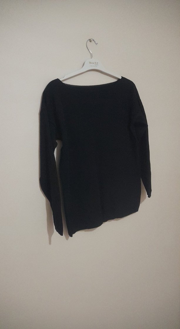 Siyah Rahat Kesim Kadın Sweatshirt - Görsel 4