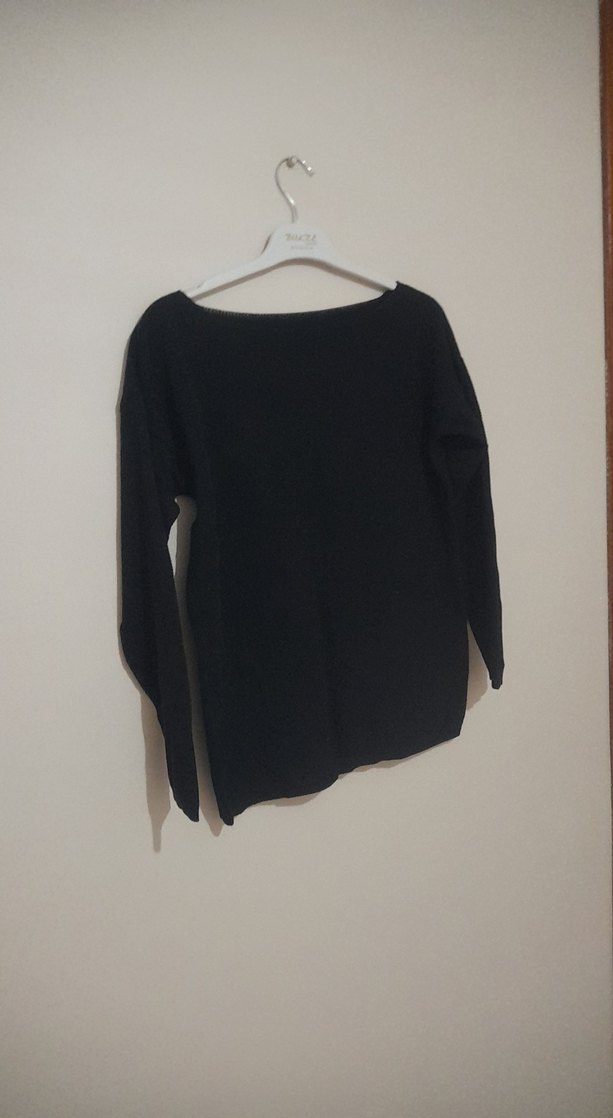 Siyah Rahat Kesim Kadın Sweatshirt - Görsel 3