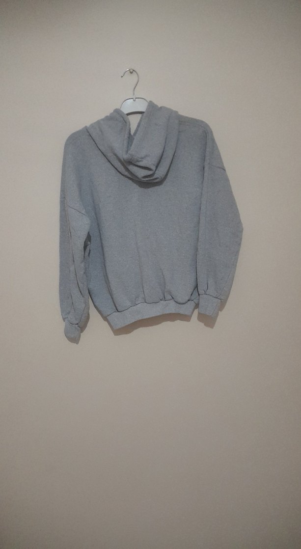 Gri Kadın Kapüşonlu Sweatshirt - Görsel 4