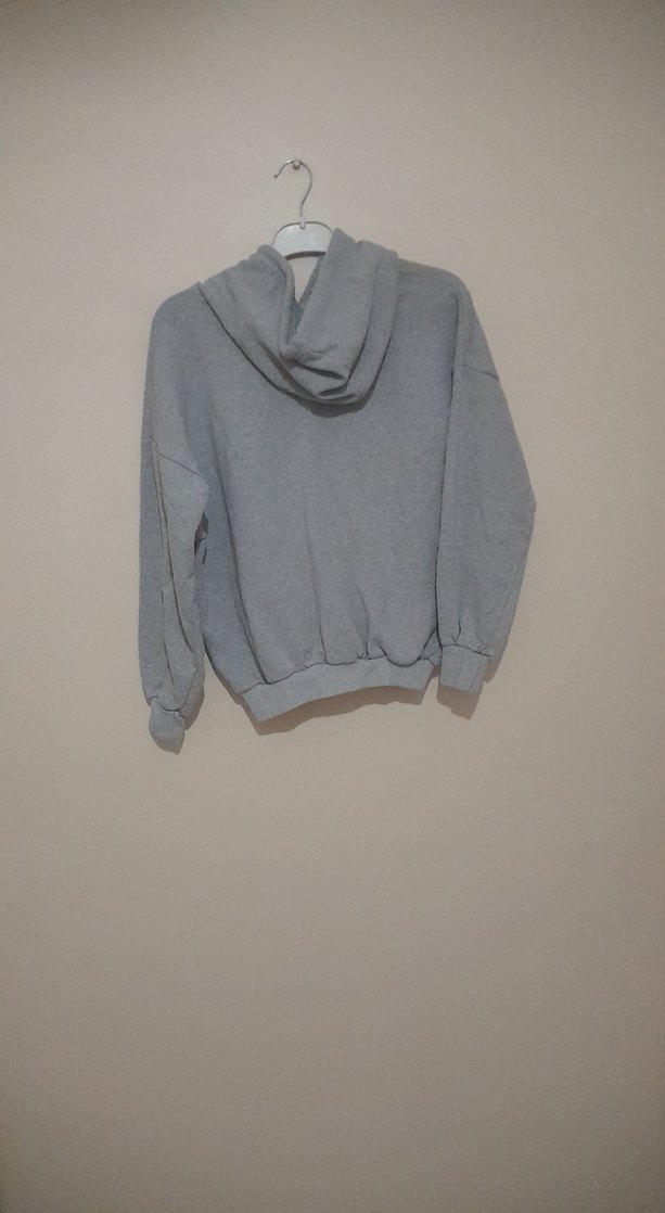 Gri Kadın Kapüşonlu Sweatshirt - Görsel 3