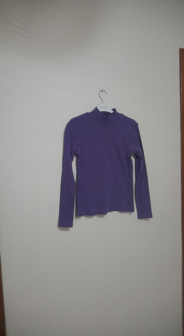 Kadın Mor Uzun Kollu Basic Sweatshirt - Görsel 2