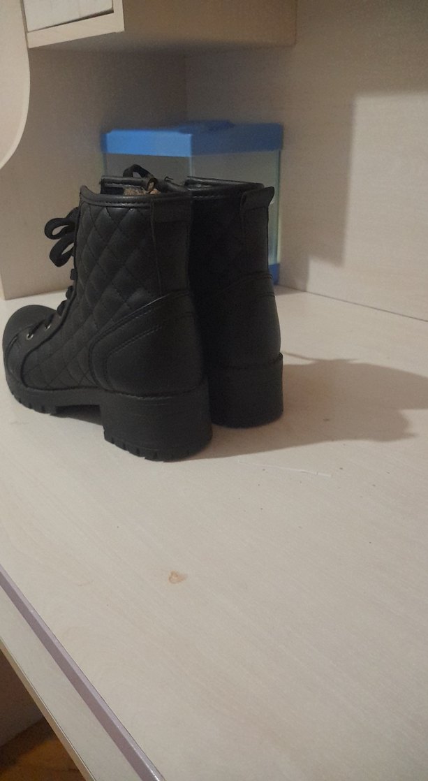 Siyah Deri Kadın Dolgu Topuklu Bot - Görsel 4