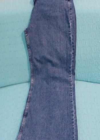 Düğmeli Gri Bol Kesim Midi Kot Pantolon - Görsel 6