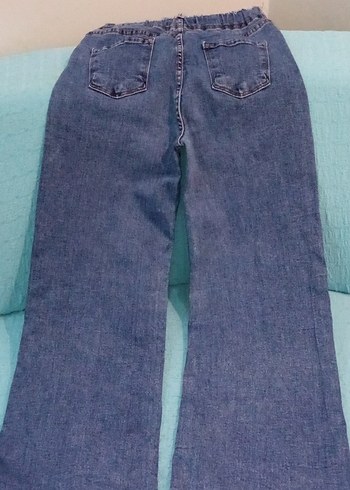 Düğmeli Gri Bol Kesim Midi Kot Pantolon - Görsel 4