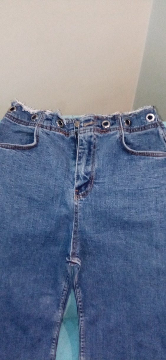 Düğmeli Gri Bol Kesim Midi Kot Pantolon - Görsel 2