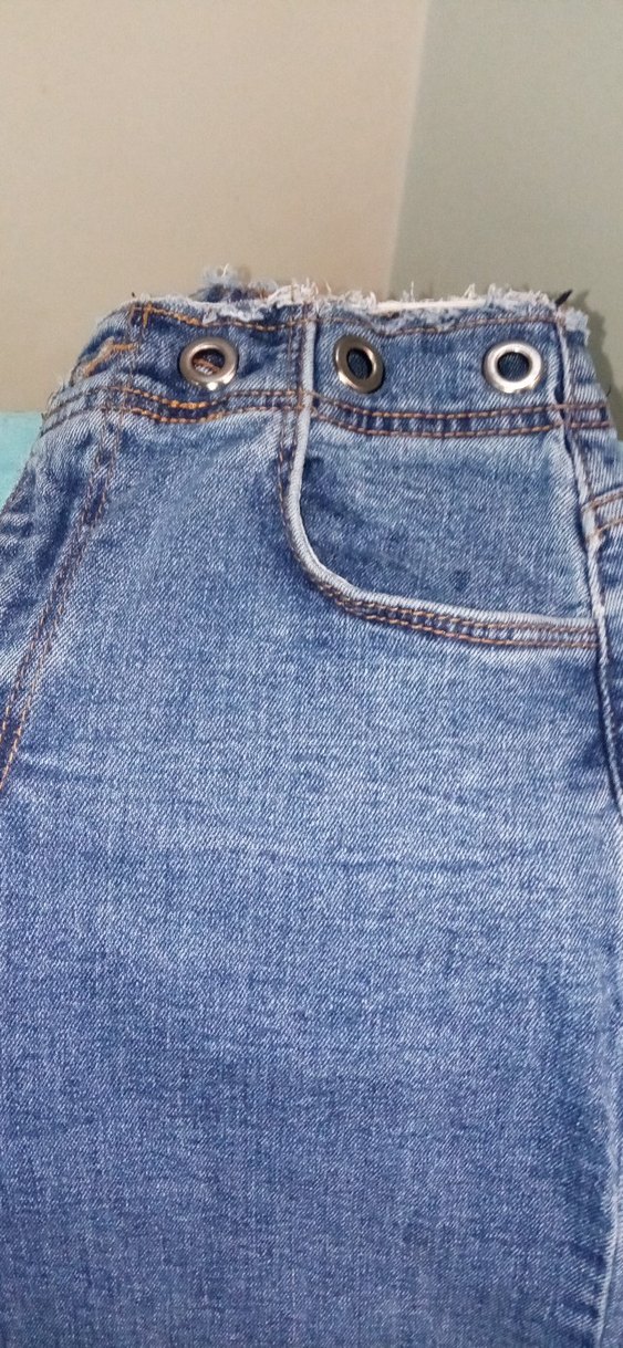 Düğmeli Gri Bol Kesim Midi Kot Pantolon - Görsel 5