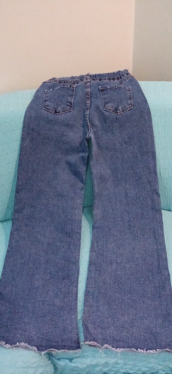 Düğmeli Gri Bol Kesim Midi Kot Pantolon - Görsel 4