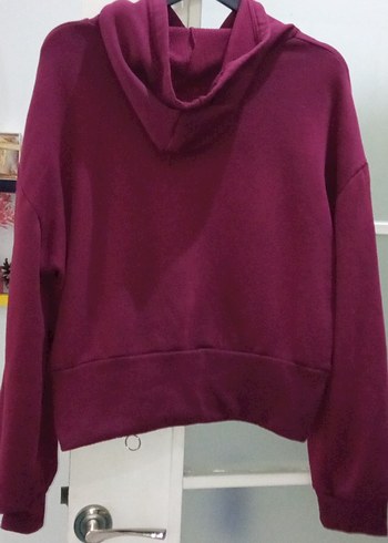 Bordo Kapüşonlu Fermuarlı Sweatshirt - Görsel 2
