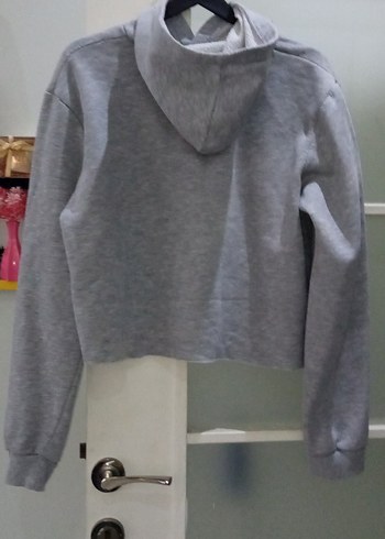 Gri Kadın Kapüşonlu Sweatshirt - Görsel 3