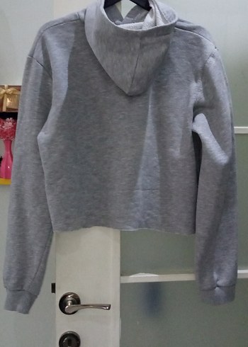 Gri Kadın Kapüşonlu Sweatshirt - Görsel 2