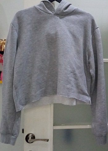 Gri Kadın Kapüşonlu Sweatshirt - Görsel 4