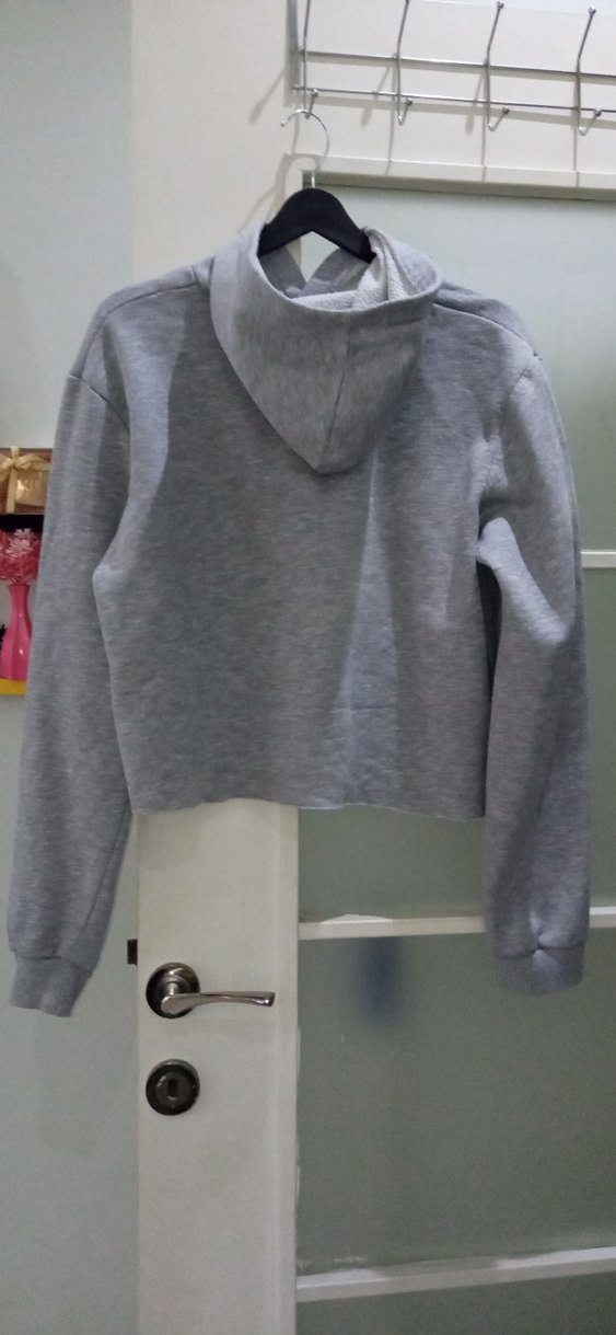 Gri Kadın Kapüşonlu Sweatshirt - Görsel 2