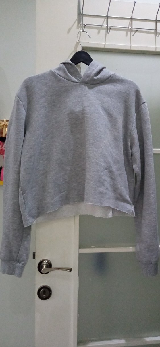 Gri Kadın Kapüşonlu Sweatshirt - Görsel 4