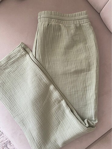 36 Beden yeşil Renk Hamile keten pantolon