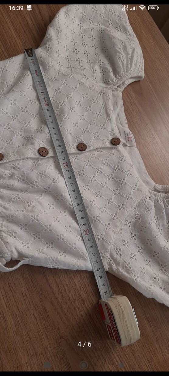 Kız Çocuk Beyaz Nakışlı Pamuk Elbise - Görsel 4