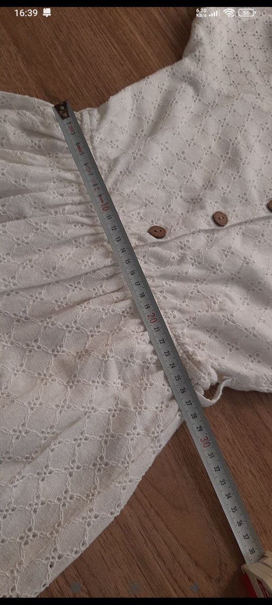 Kız Çocuk Beyaz Nakışlı Pamuk Elbise - Görsel 5