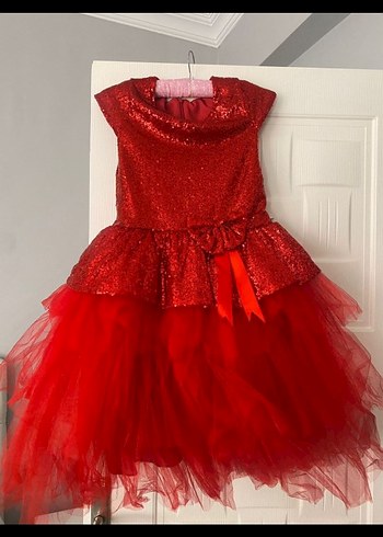 Kız Çocuk Parlak Kırmızı Fırfırlı Elbise - Görsel 2