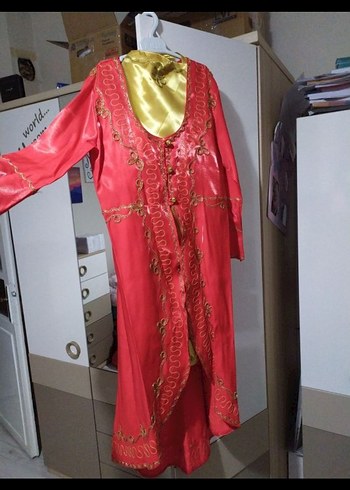 Boncuk İşlemeli Kırmızı Kına Elbisesi 12 yas - Görsel 2