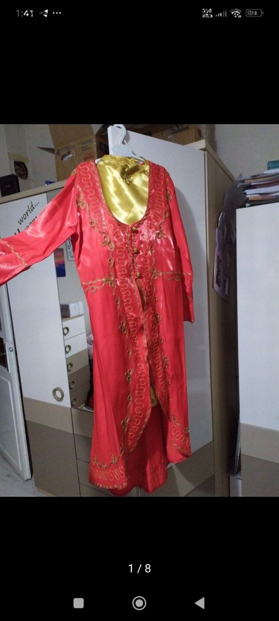 Boncuk İşlemeli Kırmızı Kına Elbisesi 12 yas - Görsel 2