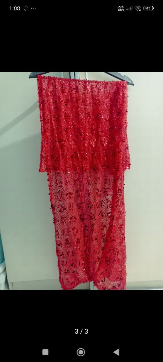 Bordo Uzun Kollu Nakışlı kına bindalligi - Görsel 3