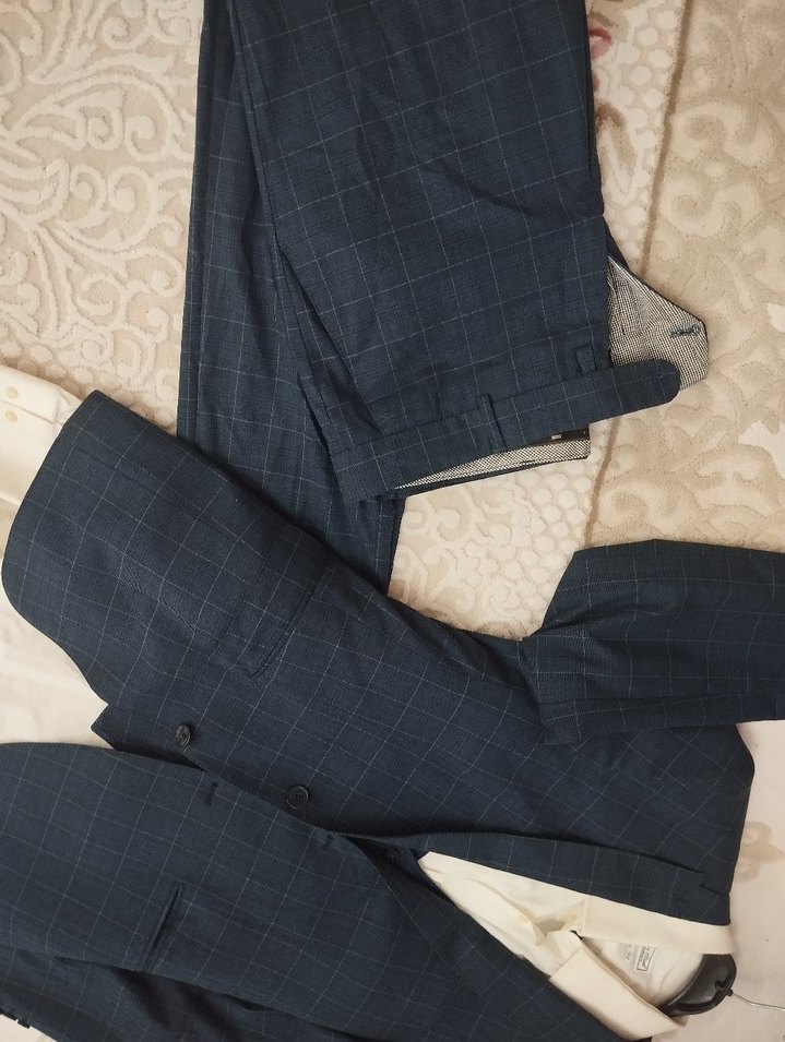 Düğmeli Erkek Yelek, Kareli Desen, Regular Fit takım elbise - Görsel 4