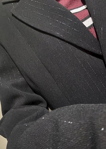 s Beden siyah Renk Kadın Uzun Kesim Düğmeli Blazer Ceket