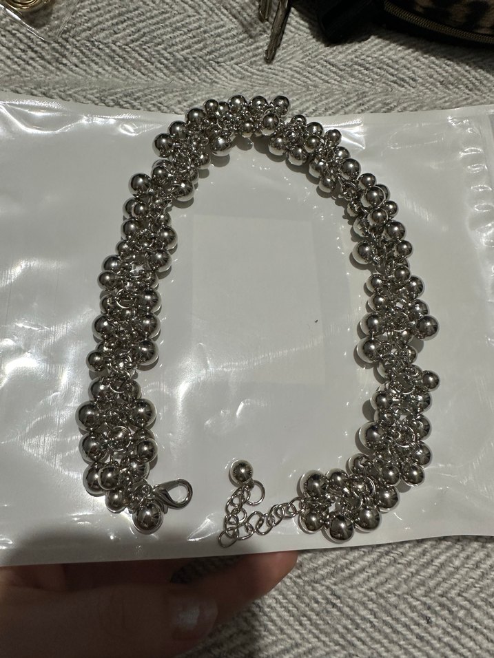 Gri Zincir Detaylı Midi Kadın Kolye - Görsel 3