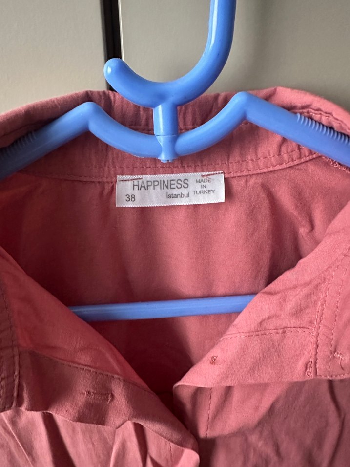 Düğmeli Pembe Uzun Kollu  Gömlek - Görsel 2