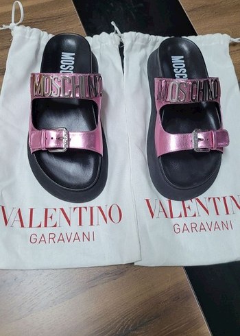 Pembe Parlak Platform Topuklu Kadın Terlik